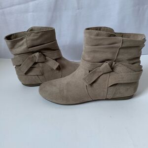 Flat Tan Slip into Ankle Boots
